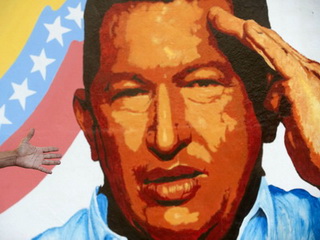 Một bức tranh chân dung của ông Chavez ở thủ đô Caracas.